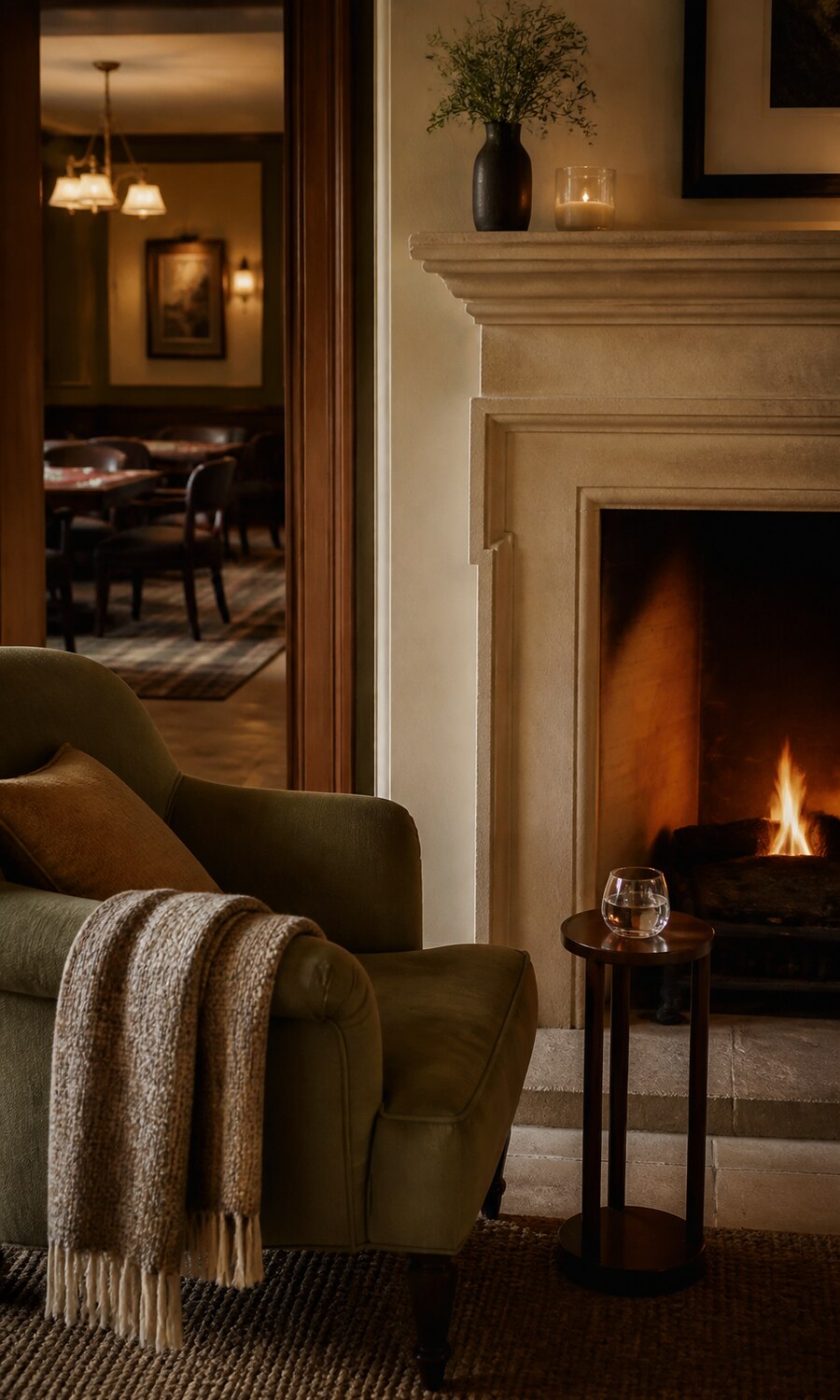 A quiet fireside corner beside the Casino